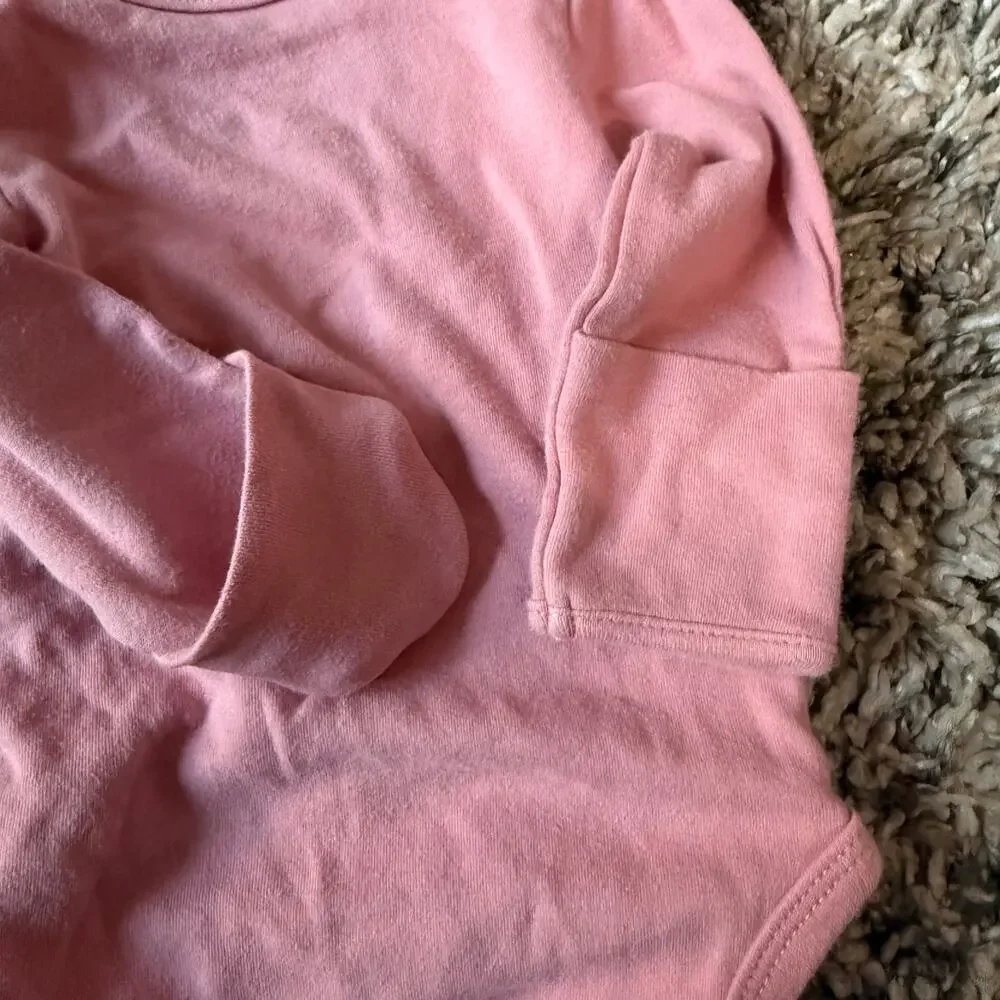 Goobie Baby Girl Pink Onesie Kimono Bodysuit 0-3 Months Shirt Cotton Long Sleeve